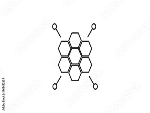 Molecular structure of graphene oxide with hexagonal lattice and oxygen functional groups