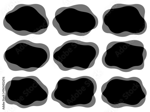 重なった不定形の黒フレームセット