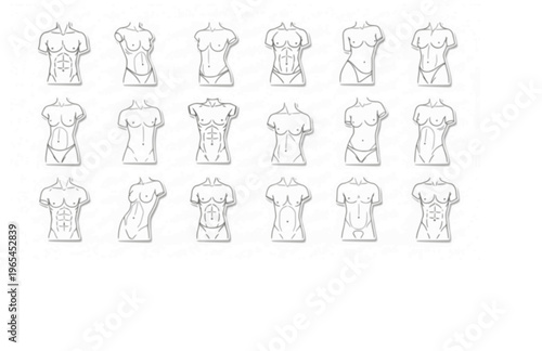 Abstract Human Form Torso Silhouette Sticker, Minimalist Line Art Vector, Sophisticated Fine Art Body Illustration