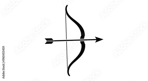 A striking black silhouette depicts a traditional recurve bow with an arrow emphasizing archery and hunting silhouette