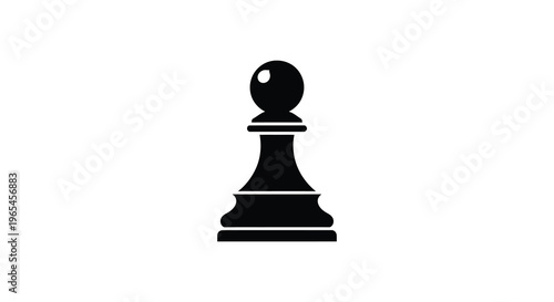 A stark black silhouette of a chess pawn stands prominently against a plain white background silhouette high quality