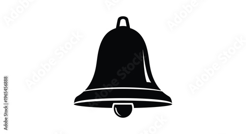 A striking black silhouette of a classic bell shape against a stark white background silhouette high quality professional
