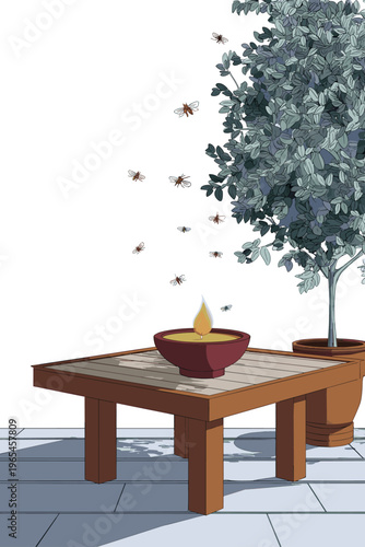 Minimalist Citronella Candle Outdoor Scene