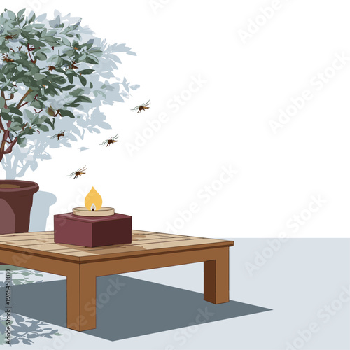 Minimalist Citronella Candle Outdoor Scene