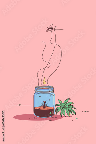 Minimalist Citronella Candle Repelling Mosquitoes