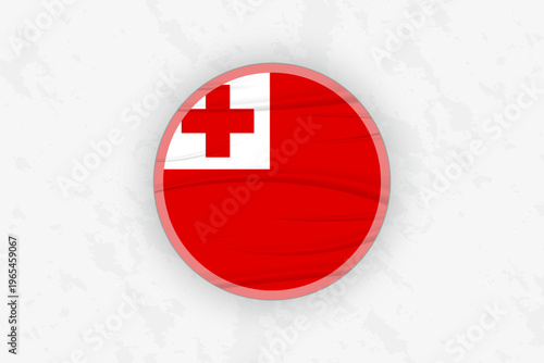 Tonga Flag Circular Sticker Design, National Pride Decal.