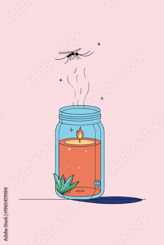 Minimalist Citronella Candle Repelling Mosquitoes