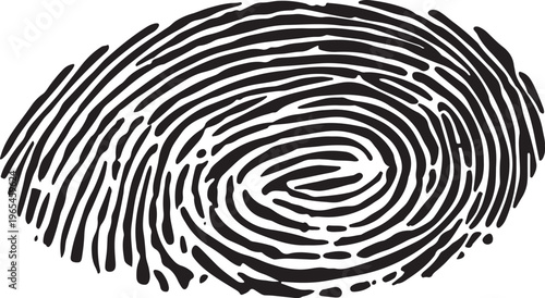 Black and white fingerprint pattern with concentric circular ridges and lines
