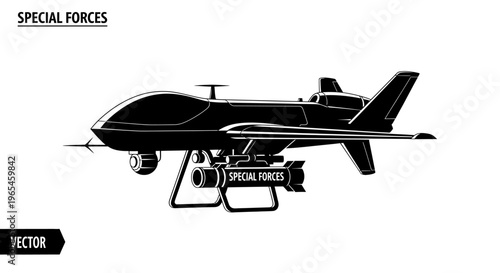 Special Forces Drone with Missile, Military Unmanned Aerial Vehicle, Warfare Technology