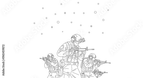 Special Forces Soldiers in Snowstorm, Combat Ready, Tactical Gear, Military Operation