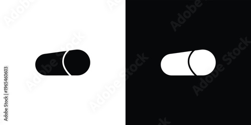 Black and white capsule on split color background pill symbol