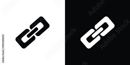 Black and white chain link on split background symbol