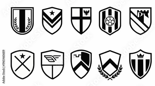 Collection of vector crests and shields representing heraldry and insignia