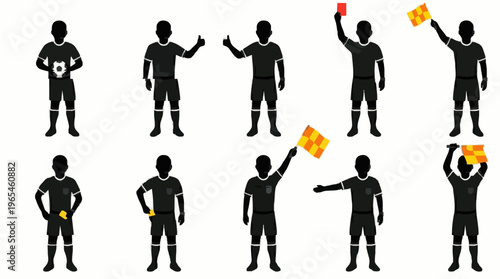 Soccer Referee and Linesman Signals Dynamic Football Officials Vector Collection