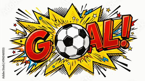 Soccer Goal Celebration Explosion with Soccer Ball and 'GOAL!' Text
