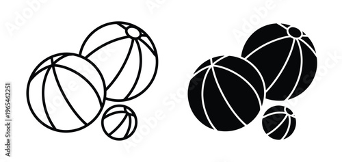 Melon icons on white background, Black and white vector illustrations Vector illustration