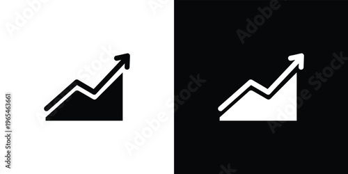 Black and white line graph with arrows on white and black backgrounds chart growth