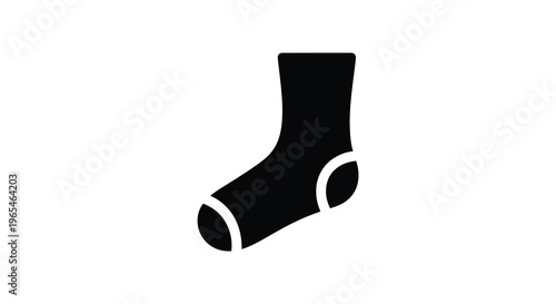 A simple black graphic depicts a single sock with a white band presented as a silhouette high quality