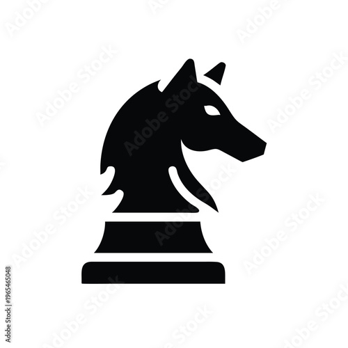 Black chess knight silhouette on a white background, symbolizing strategy and intelligence