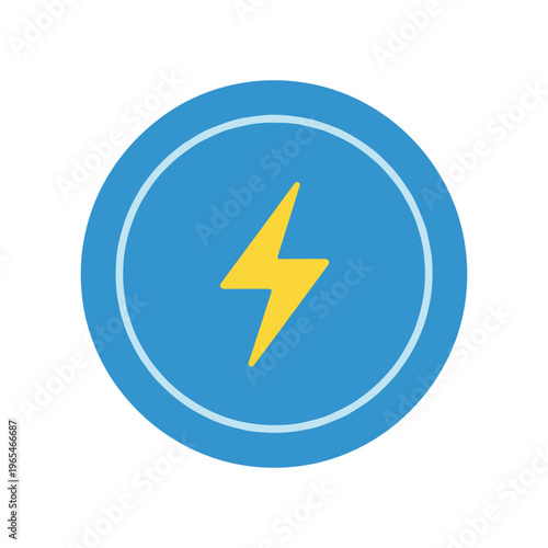 Free Download Yellow lightning bolt symbol inside a blue circle with white outline, energy concept, flat design vector illustration - GFXLoad