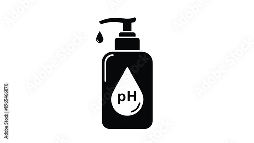 pH balanced liquid soap dispenser icon isolated on white background representing gentle skin care products for daily use.