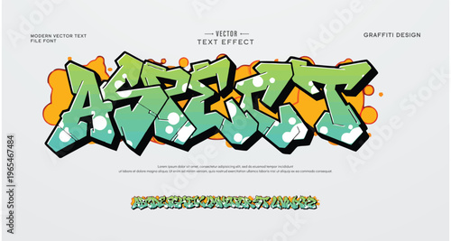 Aspect Graffiti font. Capital letters, numbers and glyps alphabet.