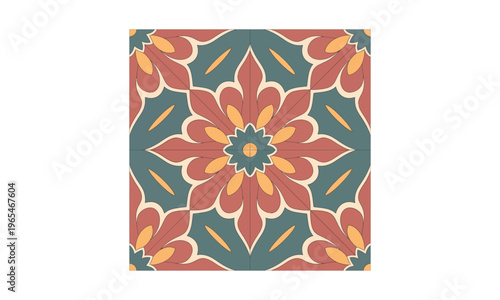 Symmetrical Floral Tile Pattern