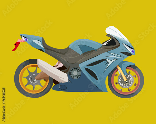 Yellow and blue sport motorcycle with bright accents designed for track racing and competitive motorcycling events in a clean graphic style