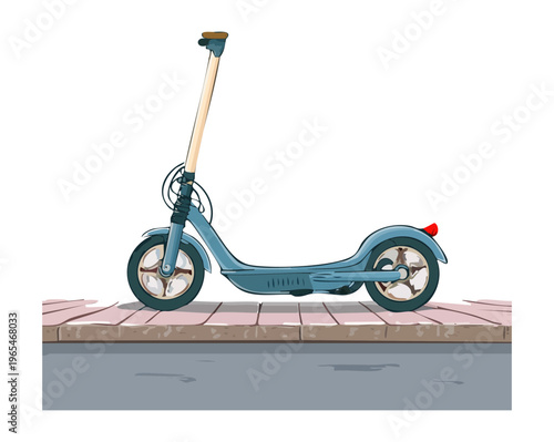 Modern electric scooter for short distance city travel shown in a side view with a minimalist design for eco friendly commuting