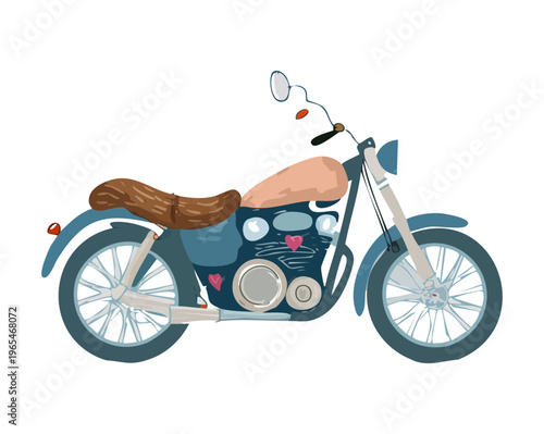 Vintage cruiser motorcycle with a classic fuel tank and round headlight designed for road trips and custom bike enthusiast marketing materials
