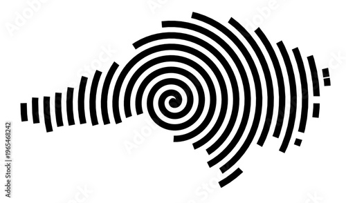 Symbol Map of the city Hüllhorst (Nordrhein-Westfalen, Germany) showing the city with a black spiral line