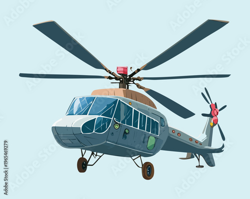 Advanced military transport helicopter for tactical missions and personnel deployment featuring sleek aerodynamic body and powerful dual rotor system technology