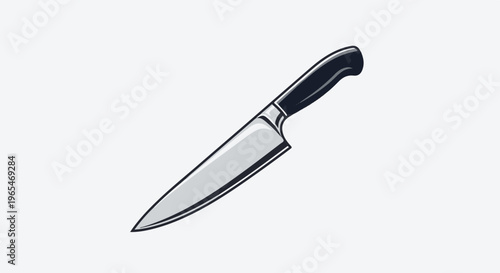 A sleek, modern kitchen knife with a polished steel blade and black handle