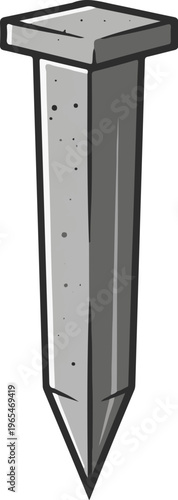 A sharp, grey metal spike with a square head, pointed tip