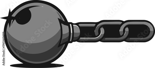 A menacing, stylized spiked mace with a chain attached to its round head
