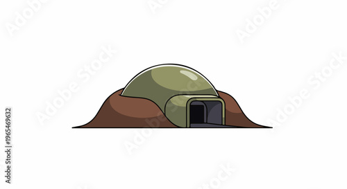 A cartoon dome-shaped structure with an entrance, built into the earth