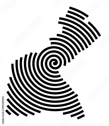 Symbol Map of the city Hochheim am Main (Hessen, Germany) showing the city with a black spiral line