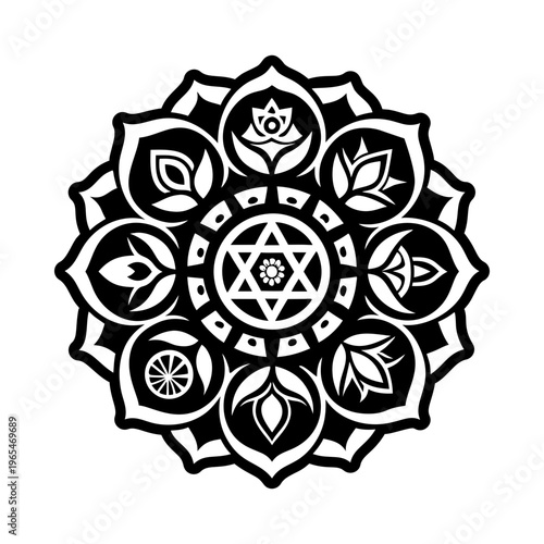 Floral chakra symbol icon in solid style