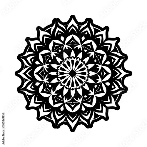 A glyph style icon of mandala motif symbol