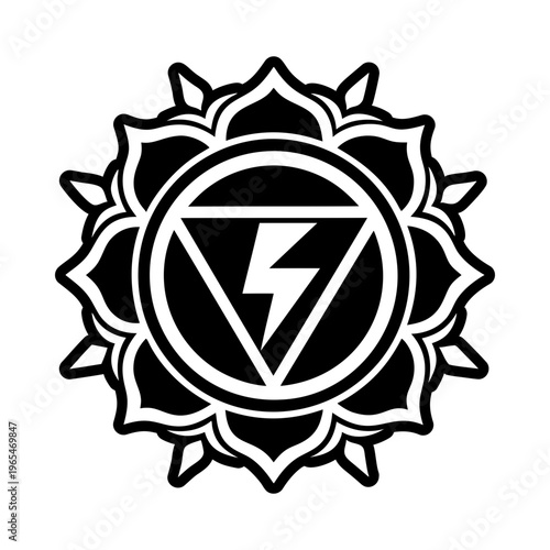 A solid style icon of manipura symbol
