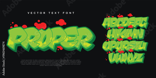 Proper Graffiti font. Capital letters, numbers and glyps alphabet.