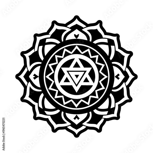 A solid style icon of wisdom mandala symbol