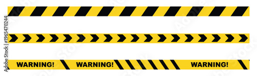 Warning, caution vector icon with yellow tape barrier symbol, representing restricted area, safety warning, and hazard control, clean modern flat design for signage