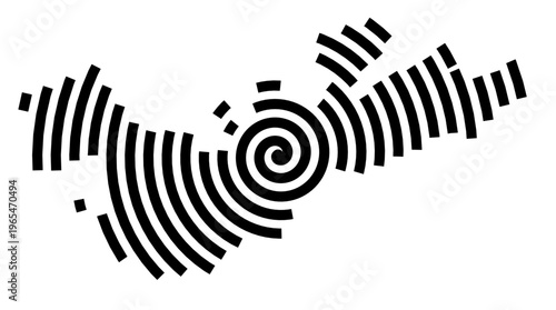 Symbol Map of the city Bad Dürkheim (Rheinland-Pfalz, Germany) showing the city with a black spiral line