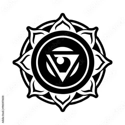 Vishuddha chakra symbol, glyph style icon