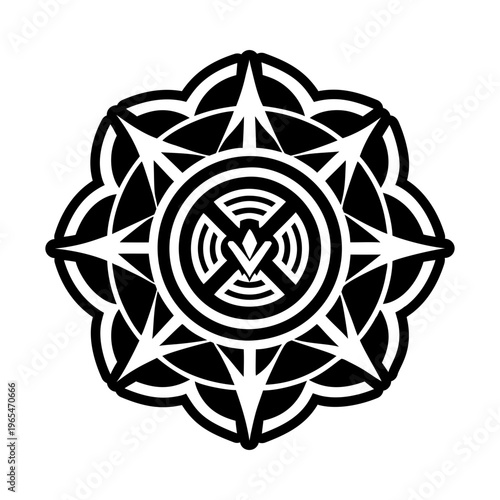 A glyph style icon depicting voice chakra symbol