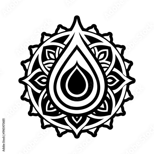 A glyph style icon depicting water droplet symbol