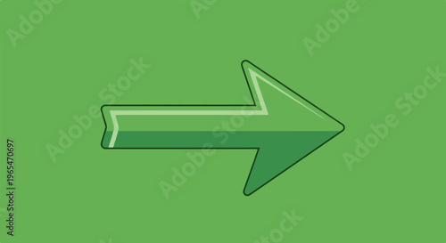Flat graphic arrow with dark outline and light stripes points right