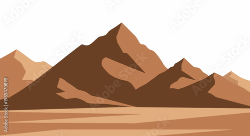 Stylized desert landscape with layered sand dunes under a white sky