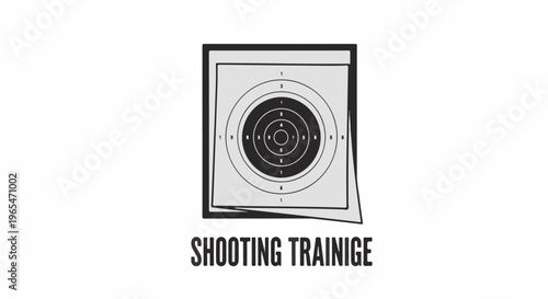 Black and white shooting target with concentric circles and numerical scoring